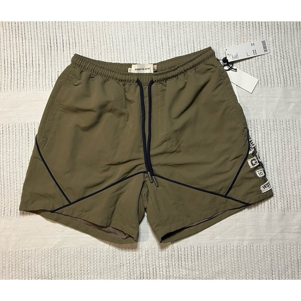 Urban Outfitters Honor The Gift Embroidery Track Shorts Olive